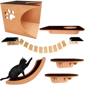 Playground para gatos 6 pçs nicho rampa plataforma prateleira