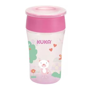 Copo 360 Kuka Antivazamento 200Ml Rosa Animais