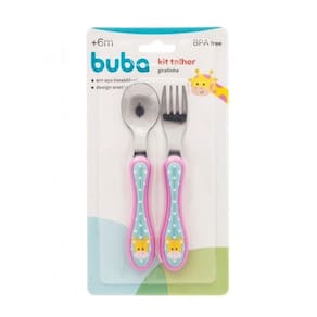 Conjunto TALHER INFANTIL INOX 2 PÇS ESTRELINHA BUBA Girafa
