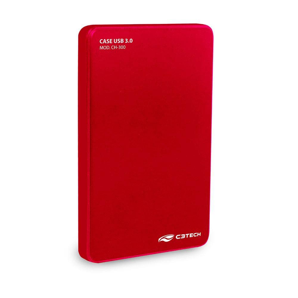 Case Gaveta para HD Externo 2,5" C3Tech USB 3.0 Vernelho CH-300RD