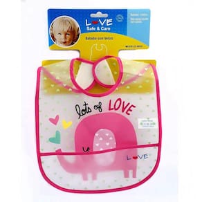 Babador de Plástico Com Bolso Love Elefante