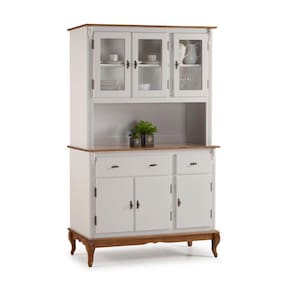 Cristaleira Arca e Oratório 6 Portas 2 Gavetas com Pés Luis Xv 60632 Linz Móveis - Off White/Imbuia