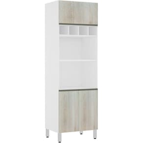 Paneleiro Perola 70 Cm Duplo Nicho Branco C/ Legno Crema