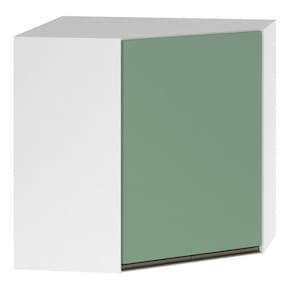 Armário Canto Diagonal 2 Portas Branco Polar C/Verde