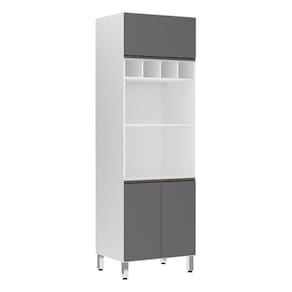 Paneleiro Perola 70 Cm Duplo Nicho Branco C/ Cinza Puro