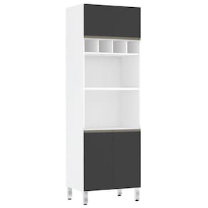 Paneleiro Perola 70 Cm Duplo Nicho Branco C/ Preto Txt