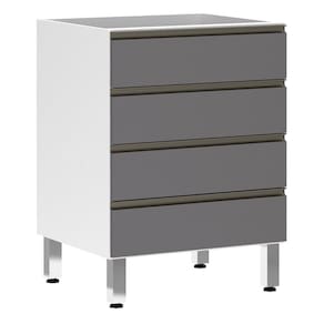 Balcão Sem Tampo 60cm Branco Com Cinza Puro