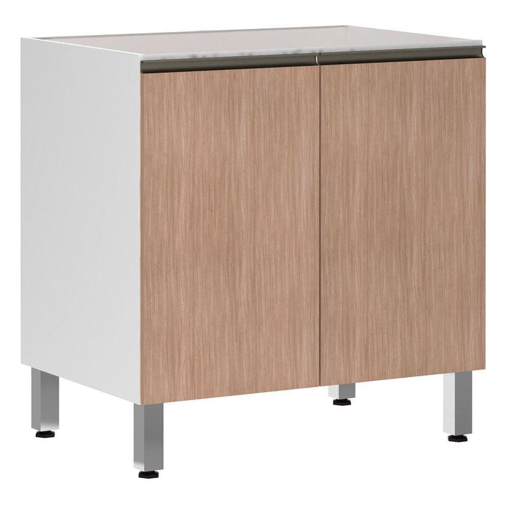 Balcão Sem Tampo 80cm Branco Com Cumaru