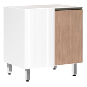 Balcão Sem Tampo Canto Reto 80cm Branco Com Cumaru