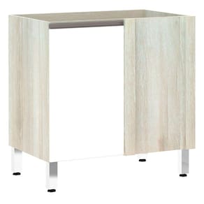 Balcão Sem Tampo Canto Reto Luciane 80cm Luci Legno Crem e Branco