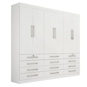 Guarda-Roupas 6 Portas 12 Gavetas Mônaco Branco