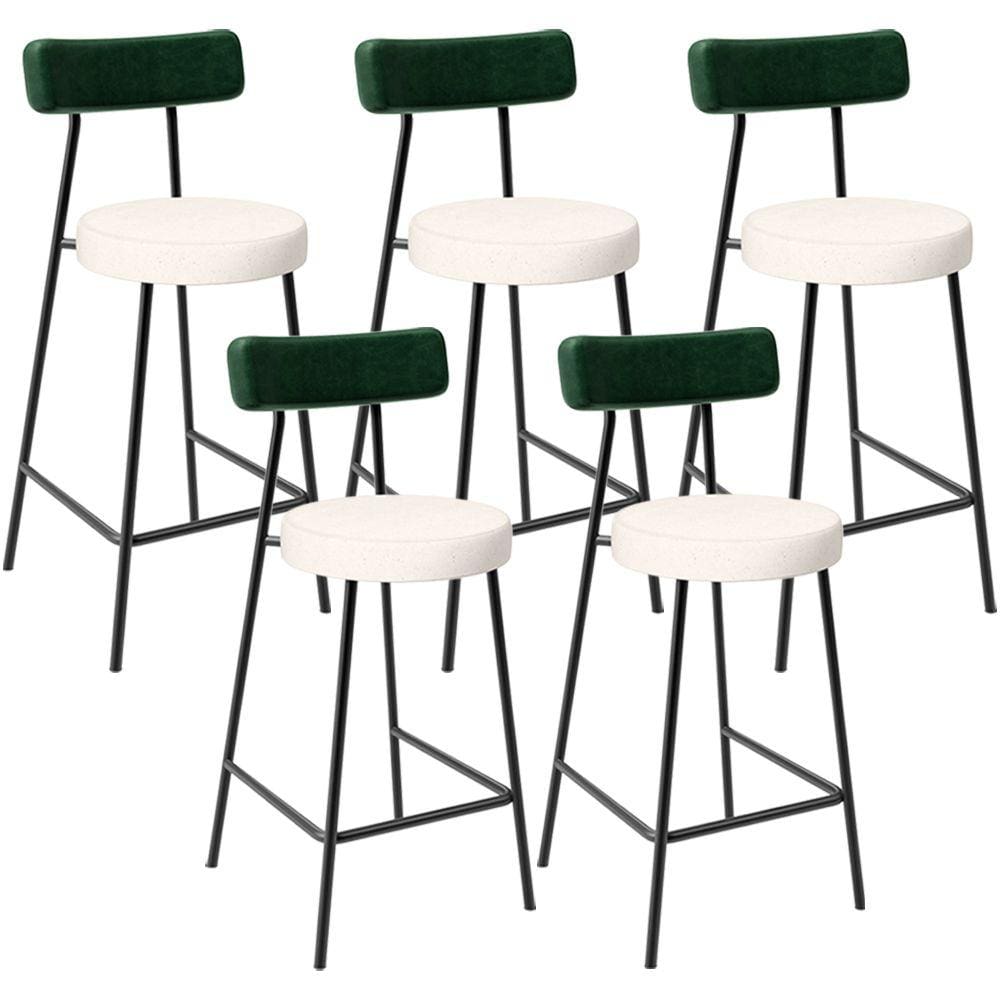 Kit 05 Banquetas Baixa Bar Cozinha E Sala De Jantar Milão L02 Facto Verde Linho Cru -LyamDecor