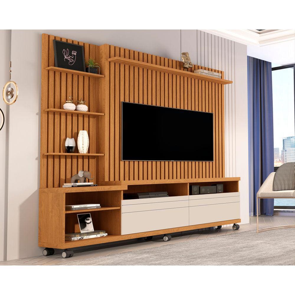 Home Ripado Nobre p/ TV até 60`` Nature/Off White - Giga Móveis