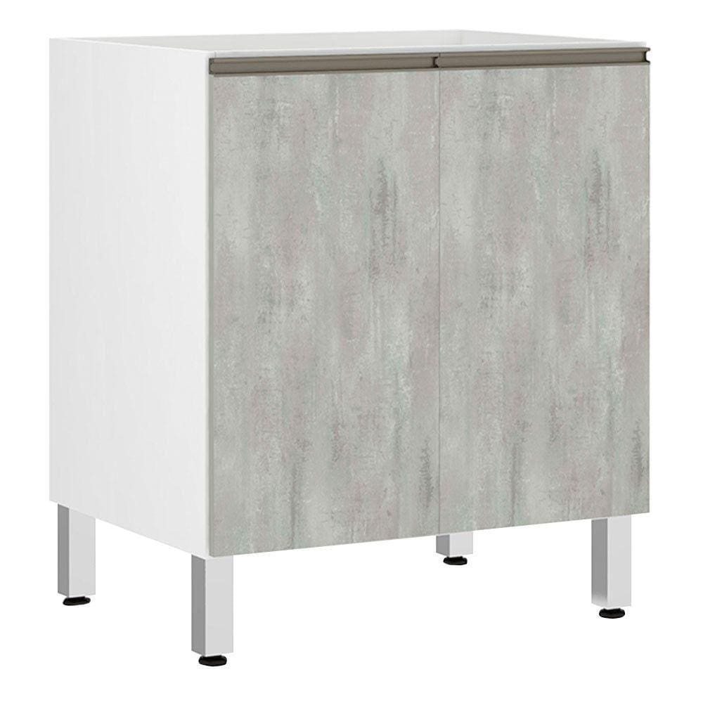 Balcão Sem Tampo 80cm Branco Com Concreto