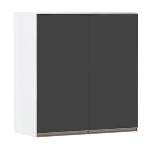 Armário Perola 70cm 2 Portas Branco Polar C/Preto Txt