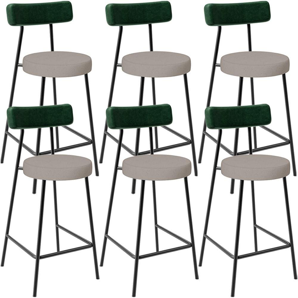 Kit 06 Banquetas Baixa Cozinha E Sala Jantar Bancada Milão L02 Facto Verde Linho Bege -LyamDecor