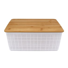 Caixa Organizadora com Tampa Bambu Branco 13cm - A\CASA Caixa Organizadora com Tampa Bambu Branco - A\CASA