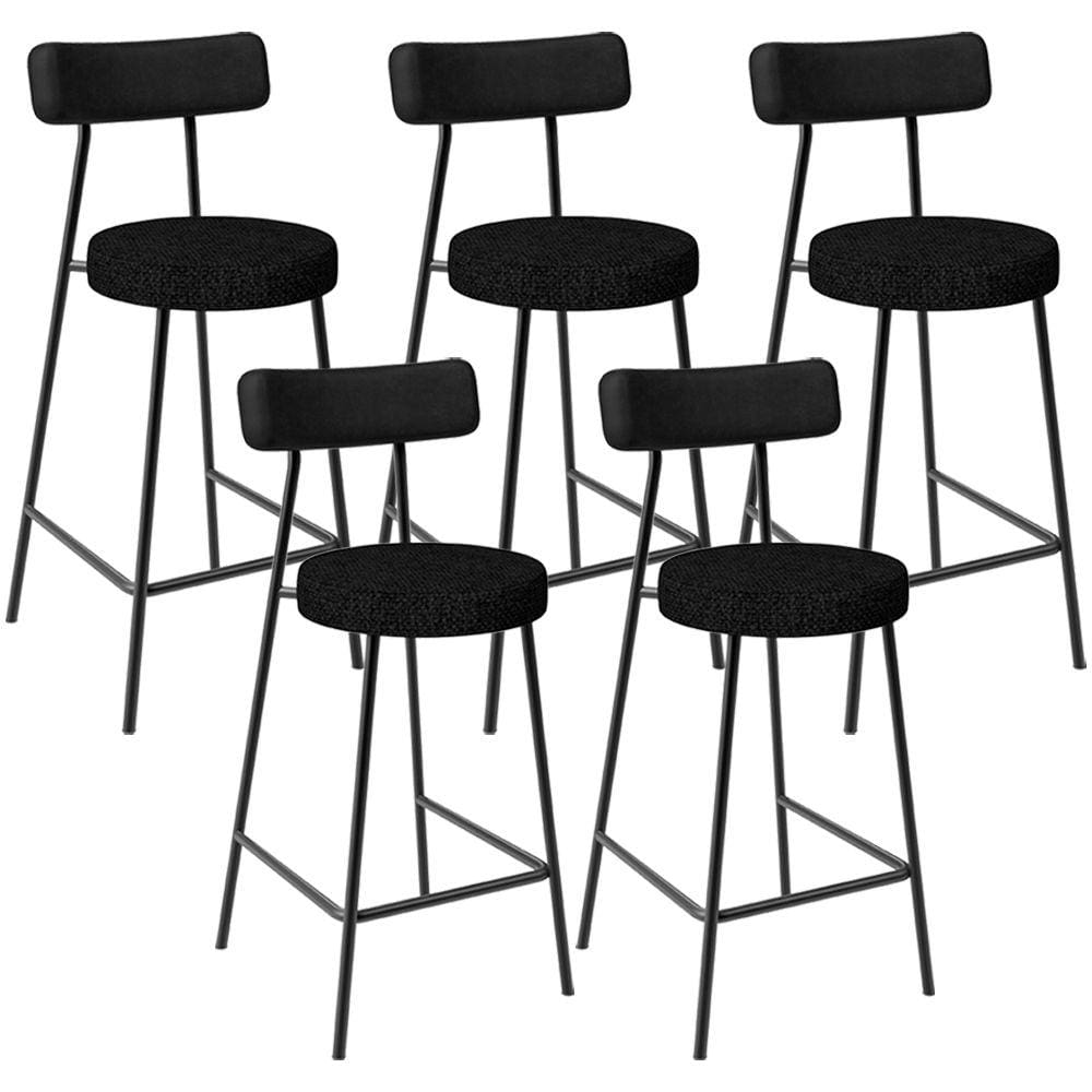 Kit 05 Banquetas Baixa Cozinha Sala Jantar Bancada Milão L02 Couríssimo Preto Linho Chumbo -LyamDecor