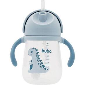 COPO CANUDO SILICONE DINOSSAURO BUBA - 240ML Azul