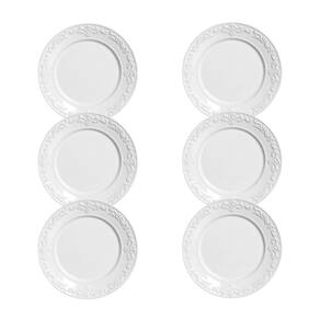 Jogo Prato Raso Porto Brasil Cerâmica Branco Acanthus Kit 6
