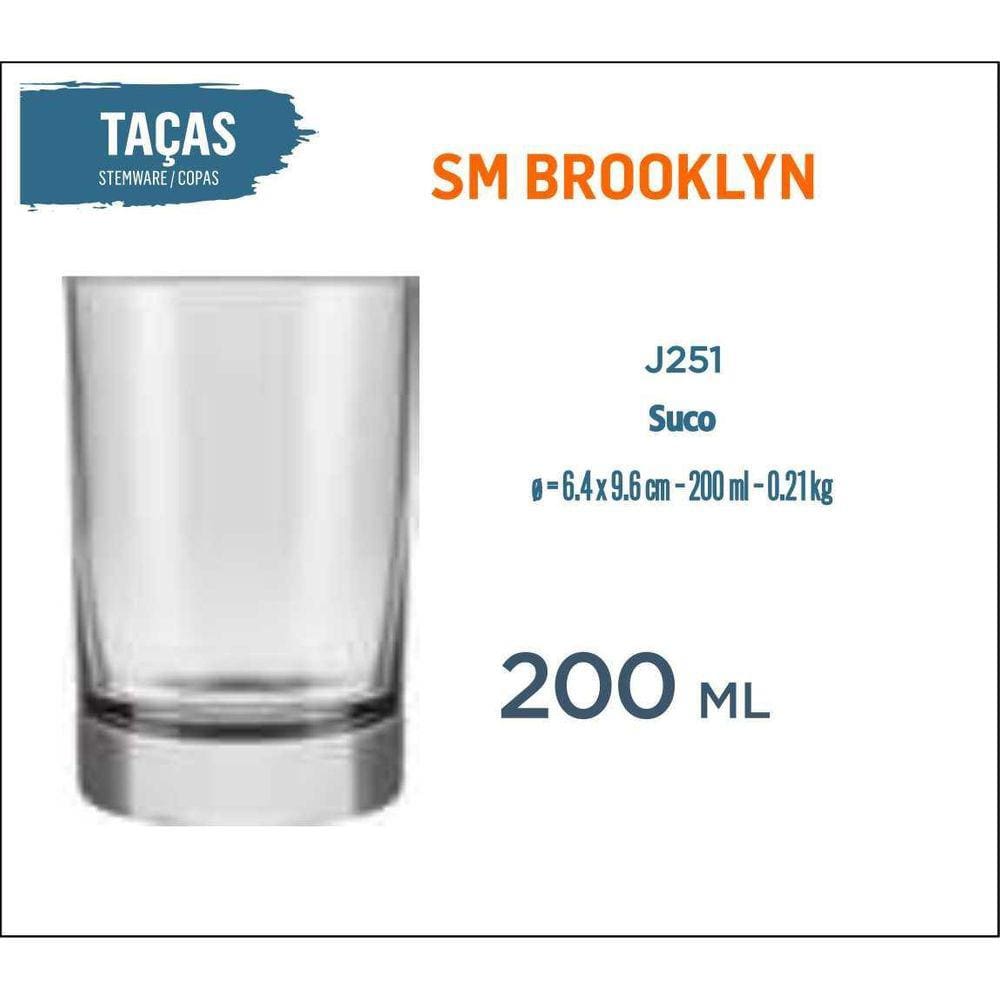 12 Copos Brooklyn 200Ml Água Refrigerante Suco Batida