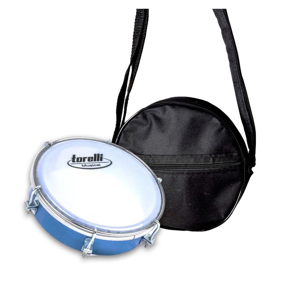 Kit Tamborim Pele Leitosa Torelli TT404 Azul e Bag Tamborim