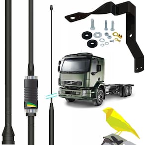 Antena Px Bobinada 100w Canarinho Black Suporte Parabrisa Carona Volvo Vm Parafusos
