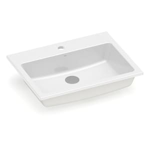 Cuba de Sobrepor com Mesa 55x42cm Optica PQ55 Roca Branco