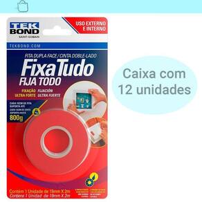 Caixa 12 Fita Dupla Face Fixa Tudo Uso Externo 19mm x 2m
