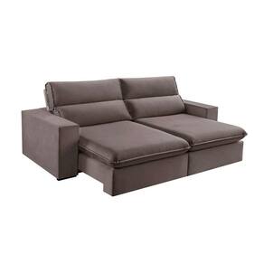sofá 4 lugares retrátil e reclinável free veludo bege escuro 250 cm