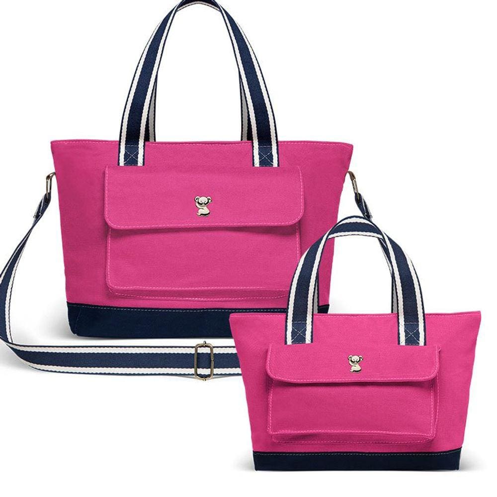 Kit Bolsa Maternidade 2 peças Sarah Sarja Cor Pink