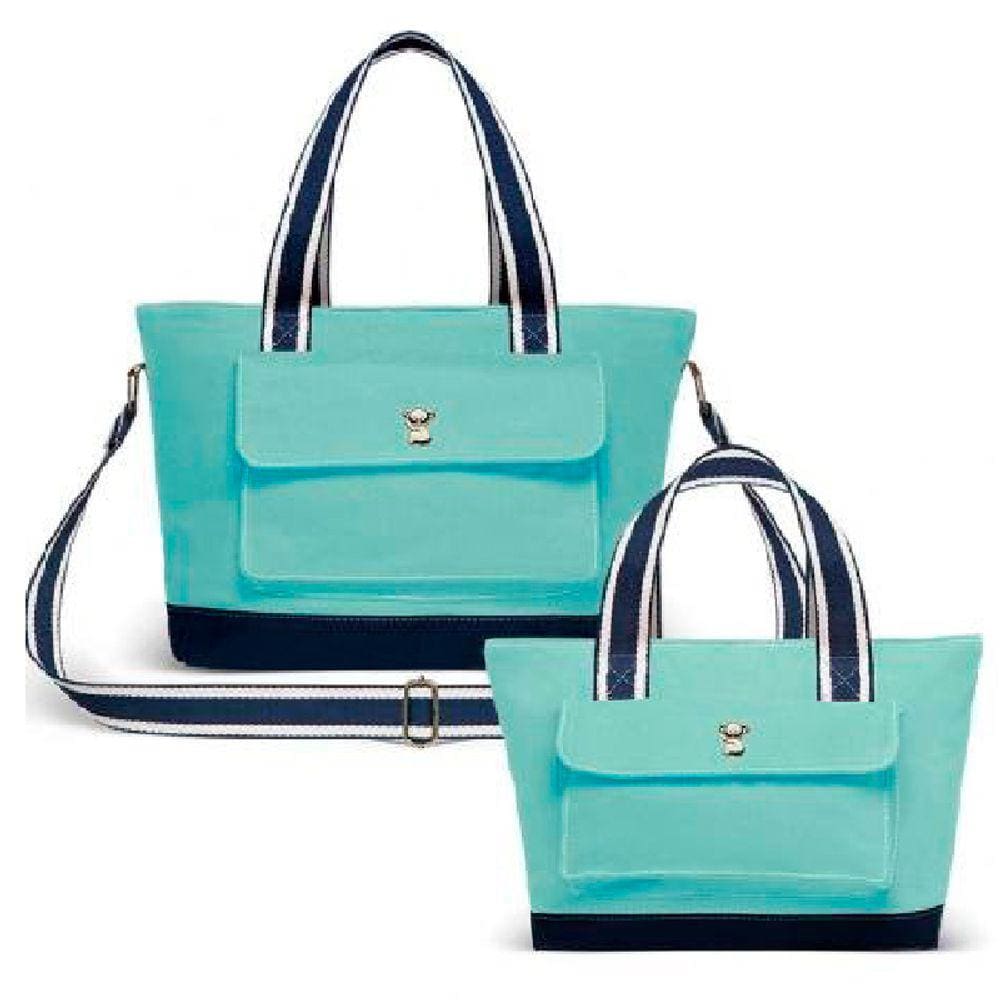 Kit Bolsa Maternidade 2 peças Sarah Sarja Cor Azul