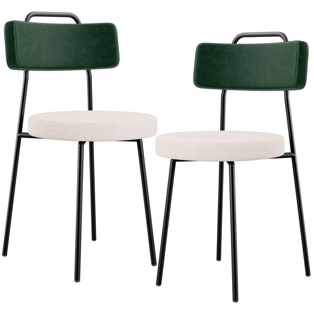 Kit 02 Cadeiras Decorativa Estofada Sala De Jantar Barcelona L02 Facto Verde Musgo Linho Cru - Lyam
