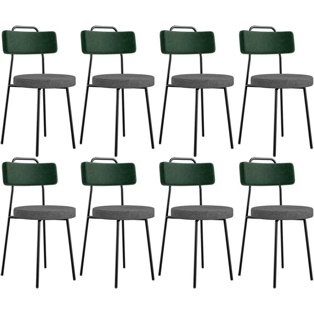 Kit 08 Cadeiras Estofada Sala De Jantar Barcelona L02 Facto Verde Musgo Linho Cinza Escuro - Lyam