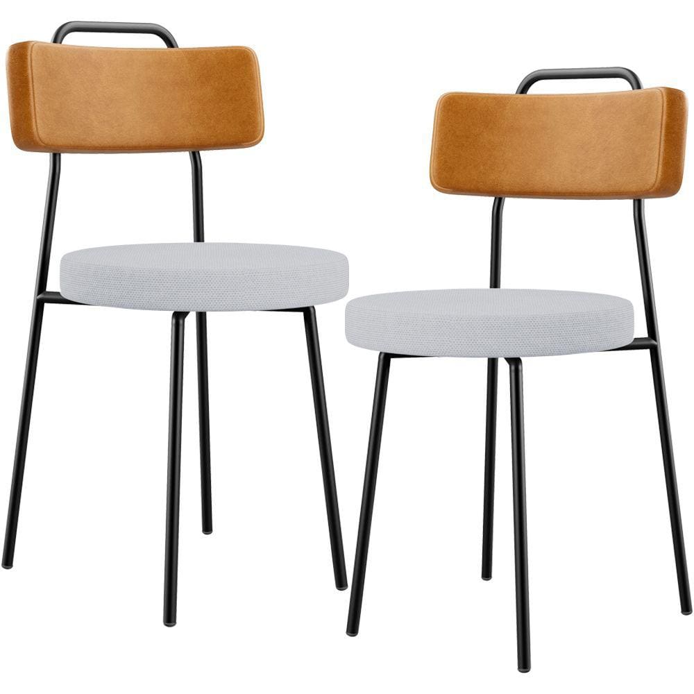 Kit 02 Cadeiras Decorativa Estofada Sala Jantar Barcelona L02 Couríssimo Whisky Linho Cinza - Lyam