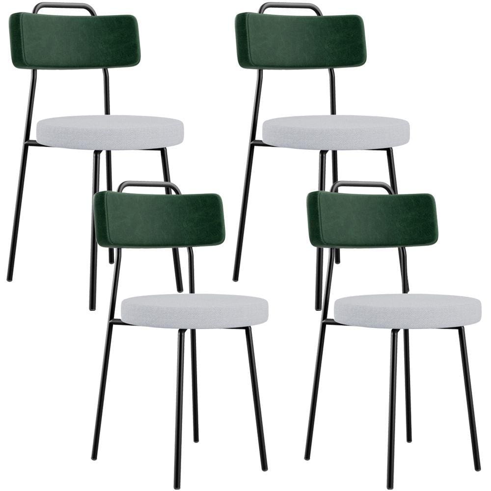 Kit 04 Cadeiras Decorativa Estofada Sala Jantar Barcelona L02 Facto Verde Musgo Linho Cinza - Lyam