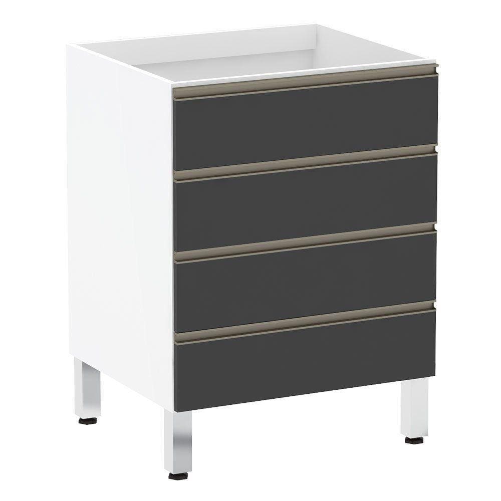 Balcão Sem Tampo 60cm Branco Com Preto Txt