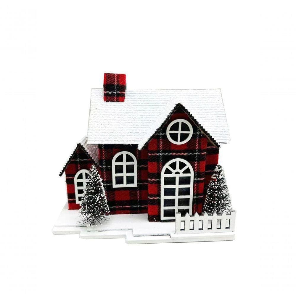 Casinha Vermelha Xadrez 21Cm - Dg1209