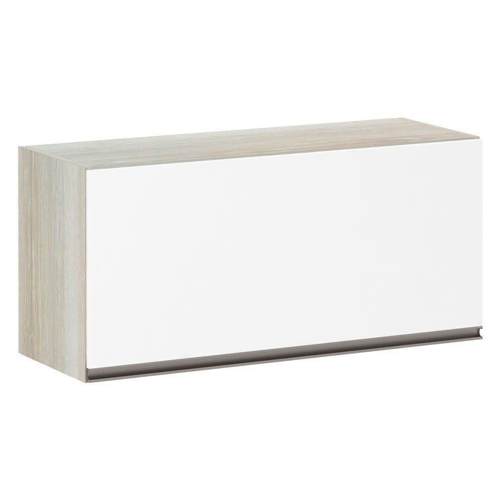 Armário Basculante 80cm 1 Porta Legno Crema C/Branco Polar