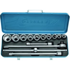 Jogo de soquete sextavado 22 a 50 mm encaixe 3/4" com 14 peças - Gedore