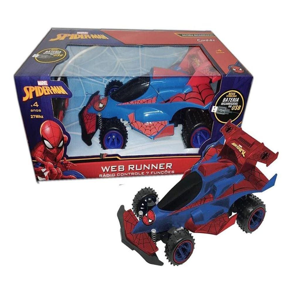 Carro de Controle Remoto Web Climber, Spider Man, 7 Funções, Candide