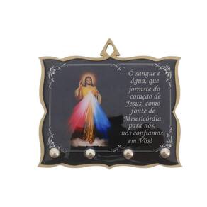 Porta Chaves Jesus Misericordioso Brilho - 11x15 cm