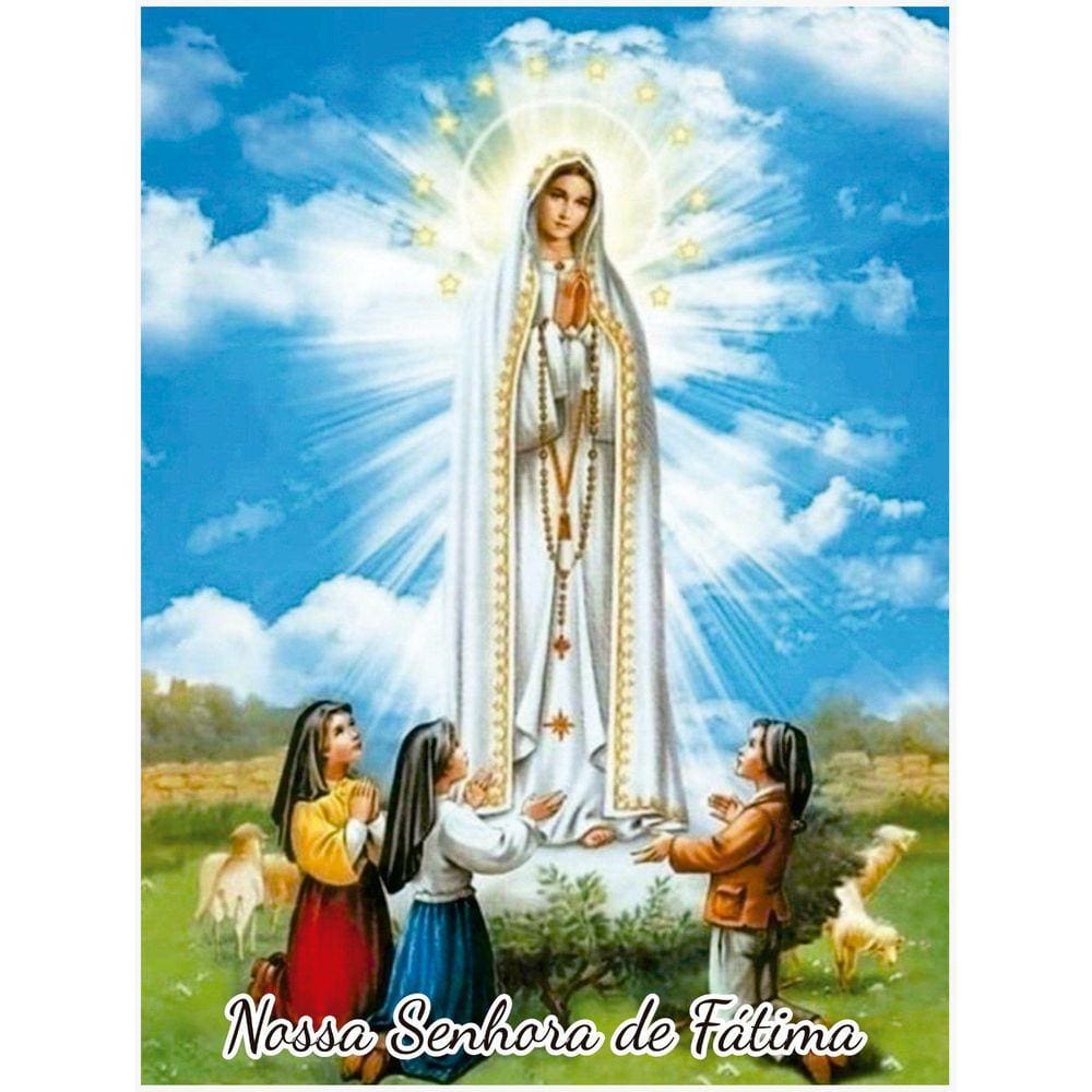 Quadro Nossa Sra. de Fátima MDF s/ Moldura (p/ Pendurar) - 30x40 cm