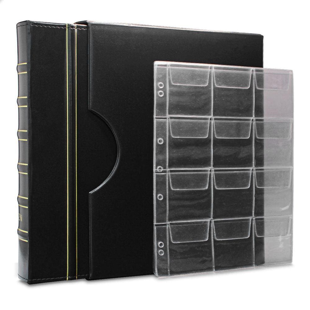 Álbum de Luxo Preto 20 Folhas para 240 Moedas 3BZN G