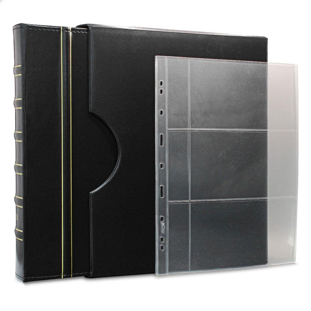 Álbum de Luxo Preto 40 Folhas c/ bolso p/ 120 Cédulas 3BZN G