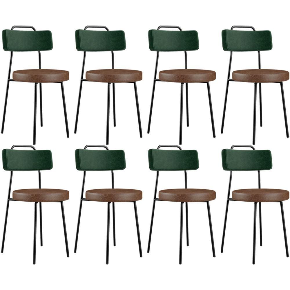 Kit 08 Cadeiras Estofada Para Sala Jantar Barcelona L02 Facto Verde Musgo Couríssimo Marrom - Lyam