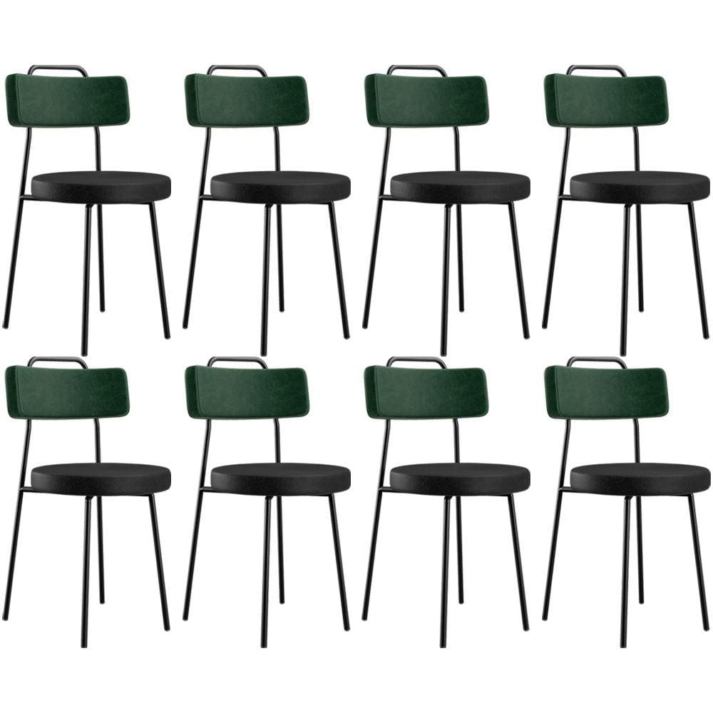 Kit 08 Cadeiras Estofada Para Sala Jantar Barcelona L02 Facto Verde Musgo Couríssimo Preto - Lyam