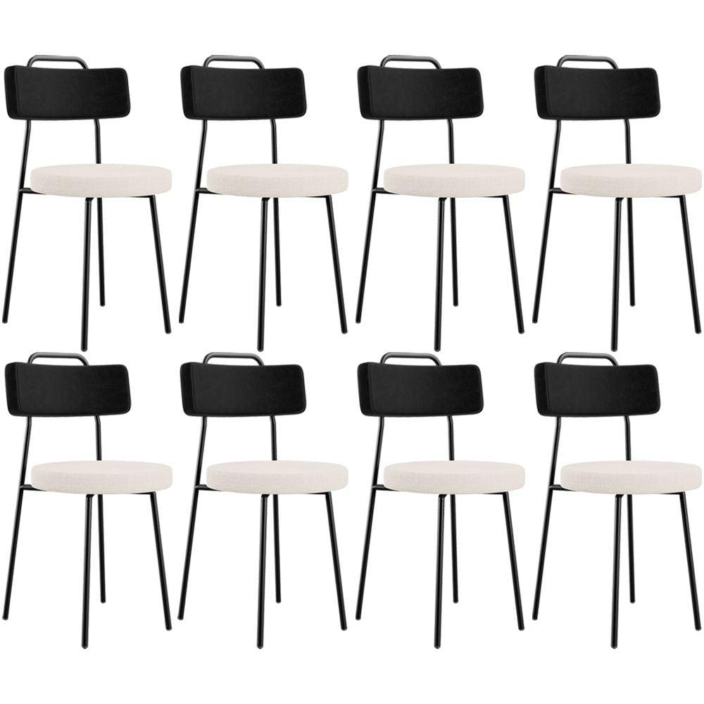 Kit 08 Cadeiras Decorativa Estofada Sala Jantar Barcelona L02 Couríssimo Preto Linho Cru - Lyam