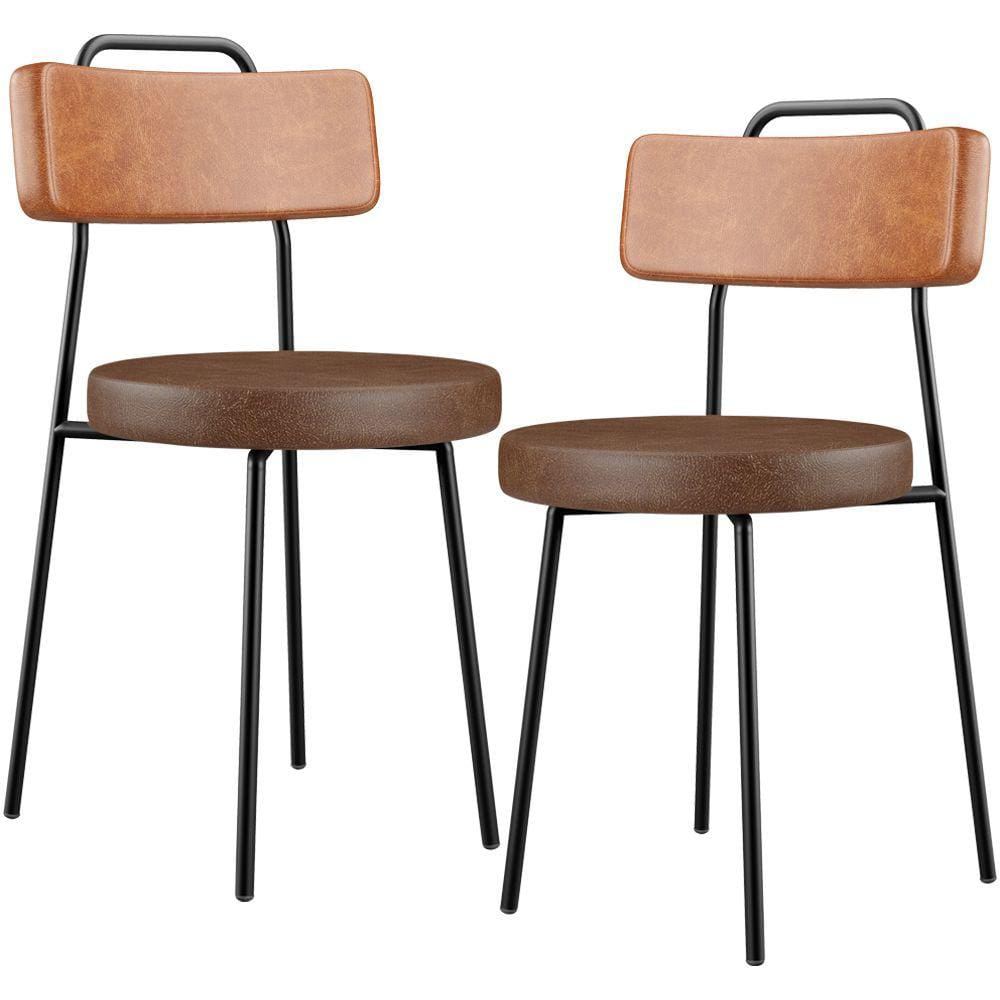Kit 02 Cadeiras Decorativas Estofada Para Sala Jantar Barcelona L02 Couríssimo Camel Marrom - Lyam