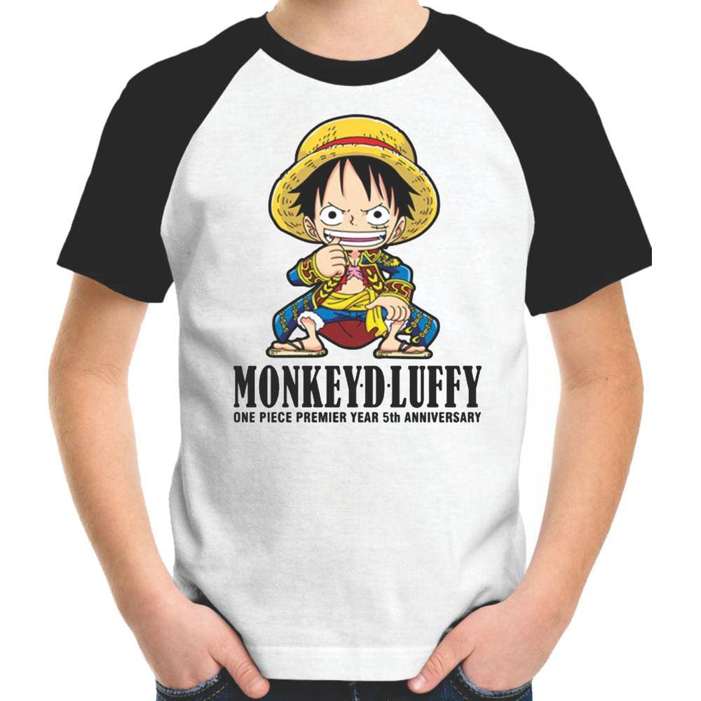 Camiseta infantil estampa personagens branca, One Piece